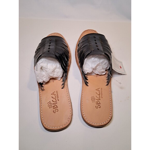 NEW SBICCA Lawrin Flat Sandal Slide Black Leather Open Toe Slip On PS100 Size 8 - Picture 5 of 8